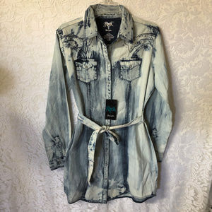 Rock 47 Wrangler Womens Shirt Dress Acid Wash NEW